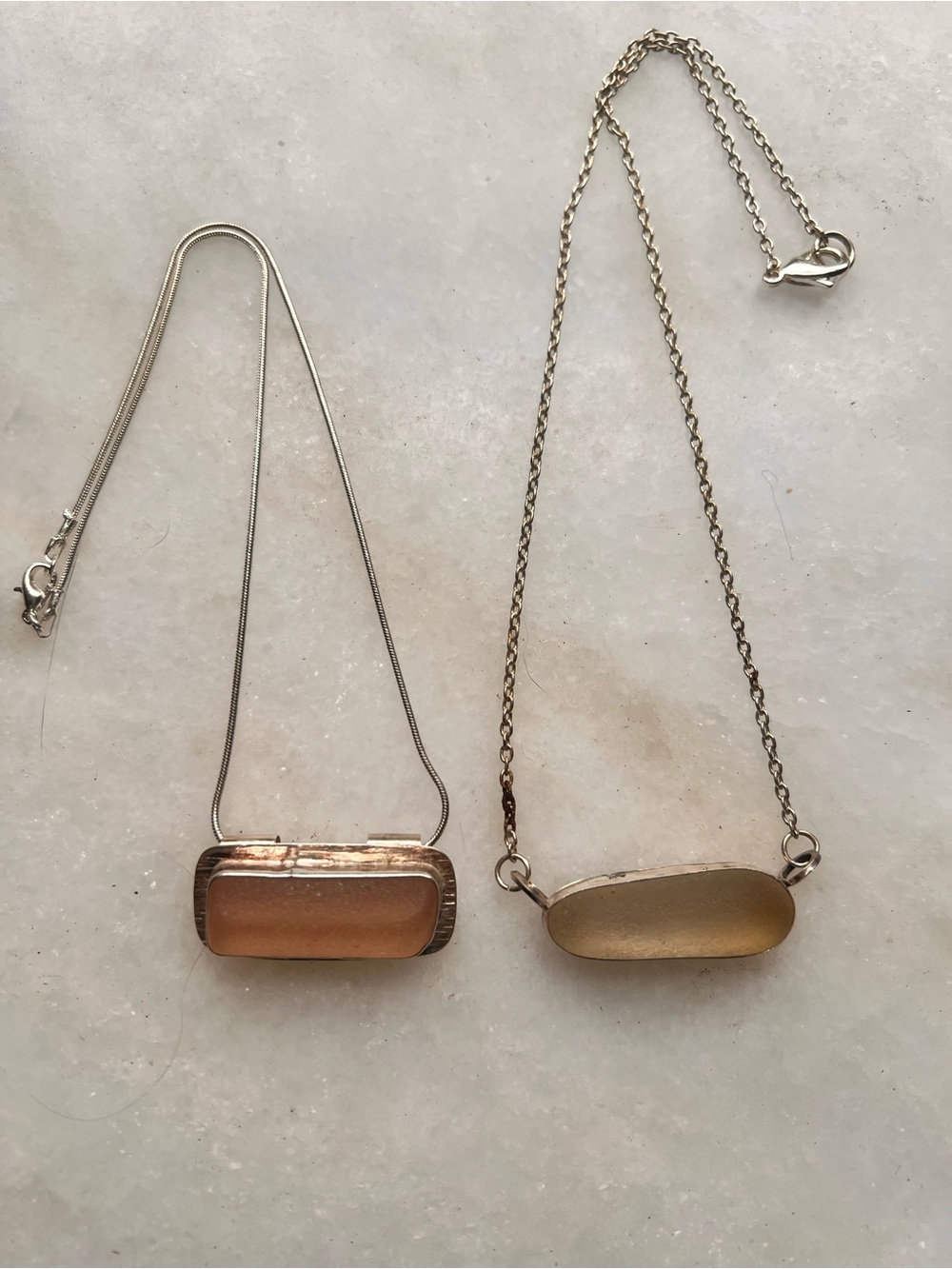 2 Sterling Silver Sea Glass Necklaces